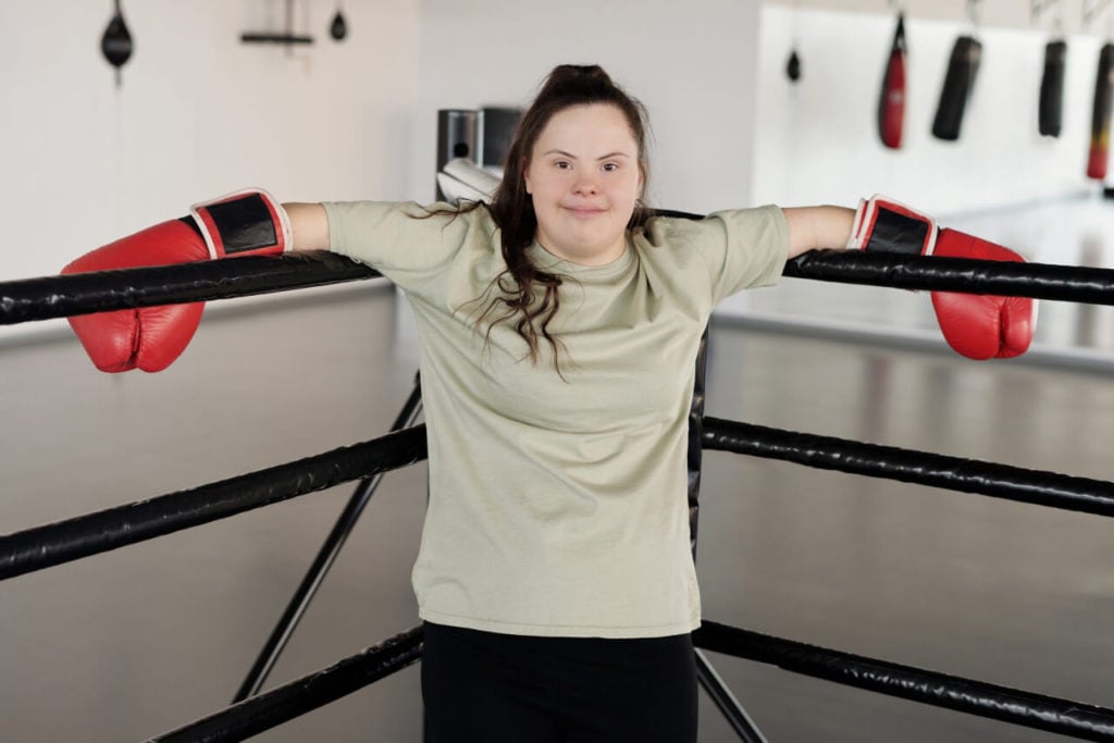 Woman in boxing class