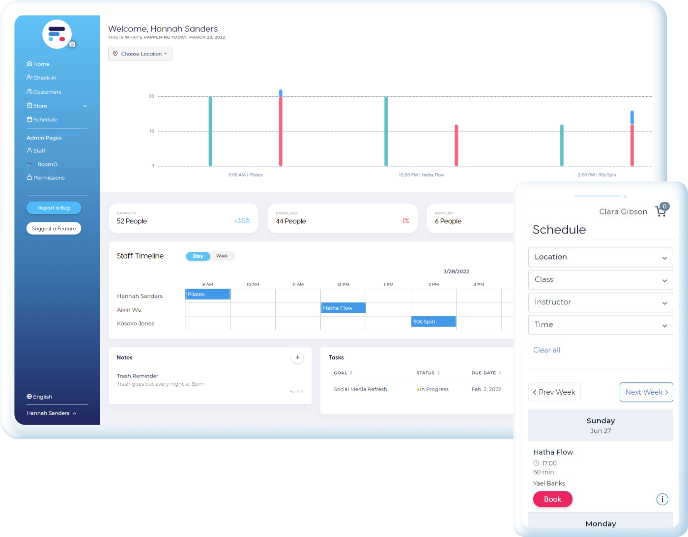 Ruoom's desktop and mobile dashboards